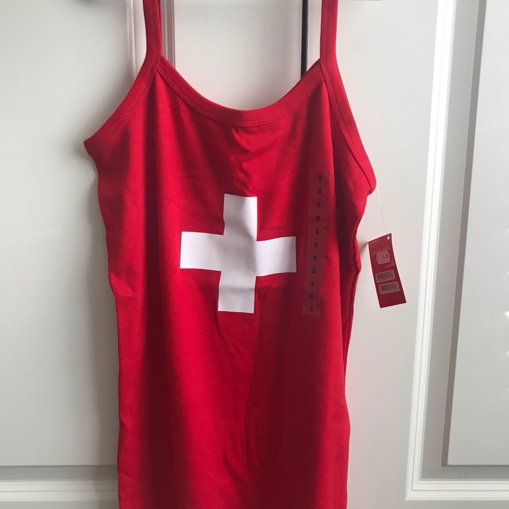 NWT Swiss/Switzerland Flag Spaghetti Strap Tank
